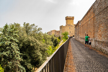 View on the town of Offagna and its castle, Marche - Italy