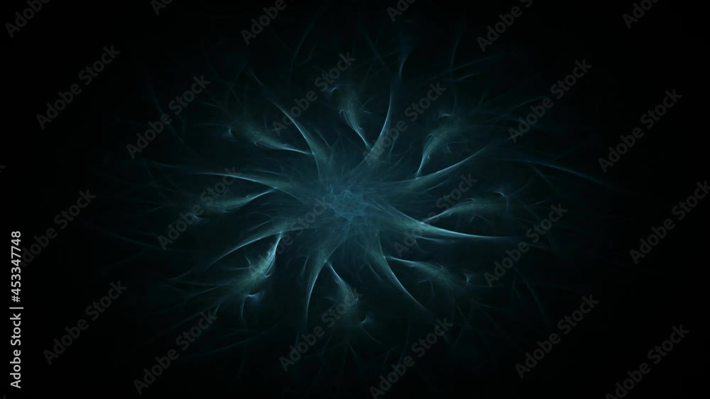 Poster a hypnotizing looping background with a contrasting purple and cyan gradient and a spiraling object 