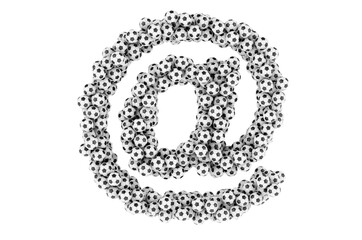E-mail, at sign from soccer balls or football balls, 3D rendering