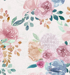Beautiful seamless floral pattern with watercolor 