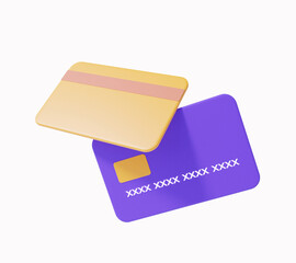 Online payments credit or debit card concept. Financial transactions. floating on white background minimal style, 3D render. illustration