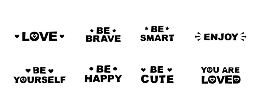 set of cute motivational phrases