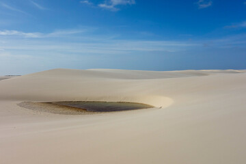 Fototapeta na wymiar Lencois Maranhenses national park, Brazil. Dunes and lagoons, paradise tourist destination