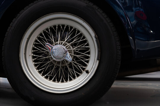 retro car wheel with spokes