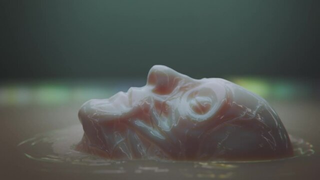 Android or alien body emerging from liquid. Science fiction scene. 