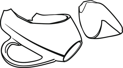 A broken cup. A graphic image. Vector monochrome illustration.