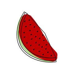 Vector watermelon icon for your projects. Natural linear fruit. Logo of linear fruit with spots.