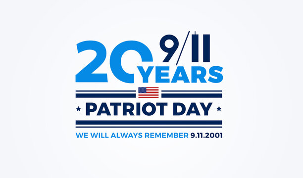 9/11 Patriot Day - 20 Years of September 11th USA. White background vector