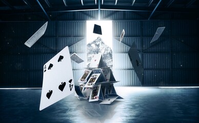 house of playing cards ,flying cards .