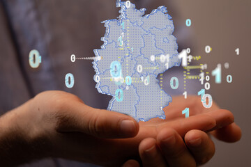 Abstract of germany map network, internet and global connection concept, Wire Frame 3D.