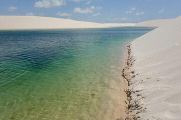 Lencois Maranhenses national park, Brazil. Dunes and lagoons, paradise tourist destination