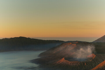 Mount Bromo, active volcano at sunrise with fog | Java Island, Indonesia