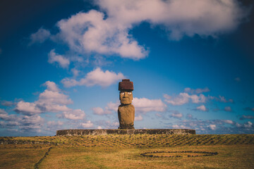 Moai at Ahu Tongariki, Easter island, Chile.