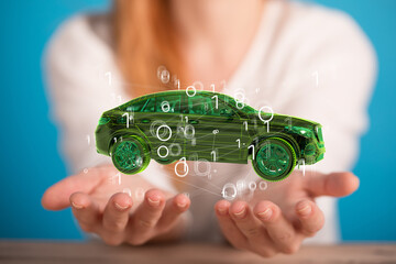 Wireframe rendering of autonomous electric car