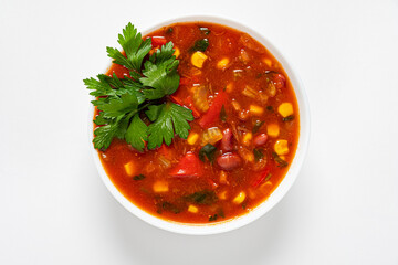 Homemade spicy pinto bean soup.
