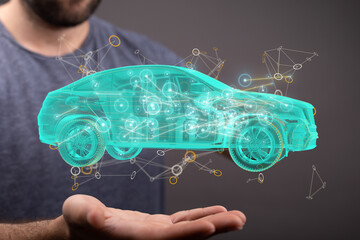 Wireframe rendering of autonomous electric car
