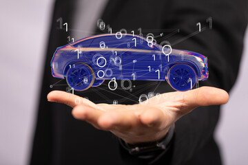 Wireframe rendering of autonomous electric car