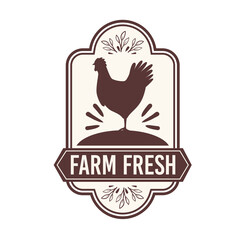 Fototapeta na wymiar Chicken inside farm fresh label