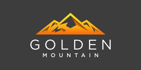 Modern gold gradients Mountain logo design with unique shape Premium vektor