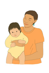 Young man holding baby