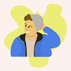 Young man smiling illustration