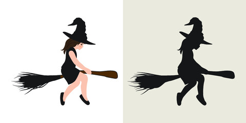 Halloween theme, little witch, vector artwork