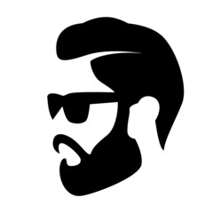 hipster face,vector illustration,  profile view , flat