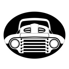 vintage old american car, vector illustration, front view, lining