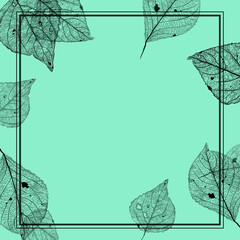 emerald floral template with leaf veins monochrome