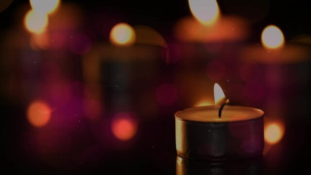 Animation of tea light candles with flickering spots of light
