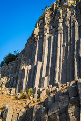 Basalt columns in the Kula-Salihli UNESCO Global Geopark, Manisa, Turkey.