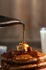 Fresh pancakes with berries brunch