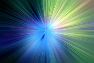 Abstract radial zoom blur surface   in  blue and green tones. Bright glowing blue green background...