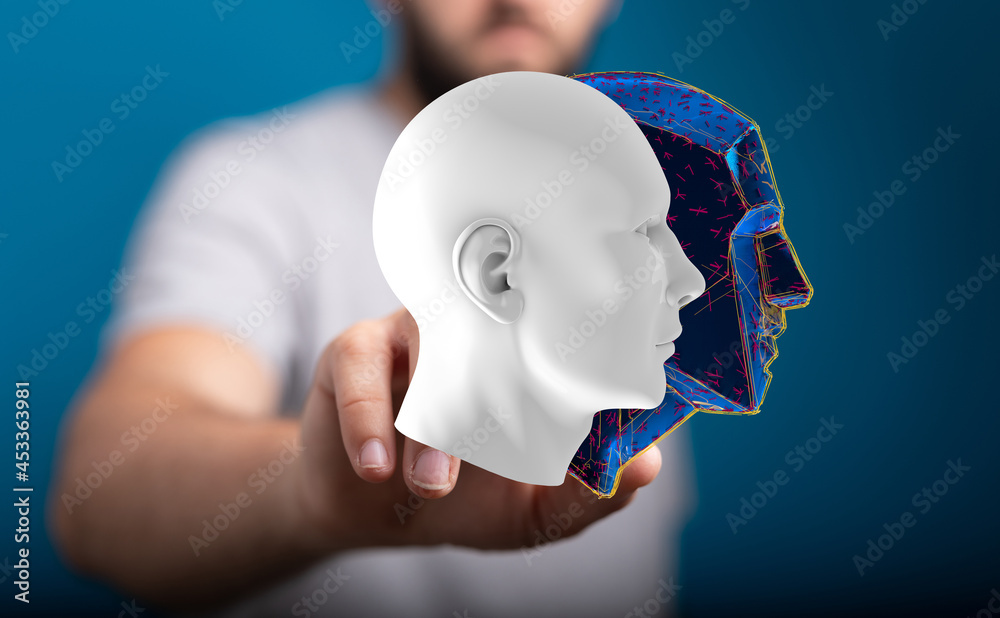 Poster artificial intelligence concept. creative brain concept