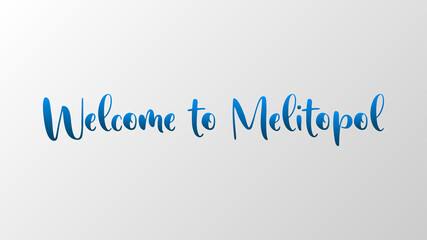 Rainbow greeting card welcome to Melitopol. Ideal banner for a dark interface. 