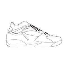 sneaker drawing vector line art  Sneakers drawn in a line style  sneaker template outline  vector Illustration.