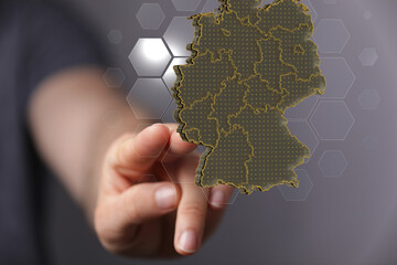 Abstract of germany map network, internet and global connection concept, Wire Frame 3D.
