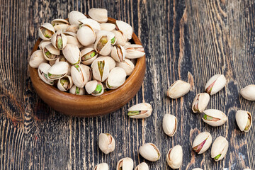 freshly roasted pistachio nuts in salt