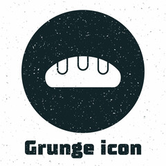 Grunge Bread loaf icon isolated on white background. Monochrome vintage drawing. Vector