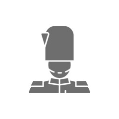 England royal guard, guardsman, soldier grey icon.