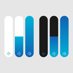 Blue volume indicator in light and dark versions. Created for applications, players and level visualization.