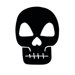 Vector hand drawn doodle sketch black skull isolated on white background