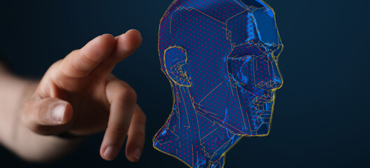 Human head with network plexus structure