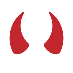 Vector flat red devil horns isolated on white background