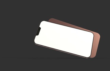 Realistic isometric black frameless smartphone mockup perspective 3d.