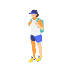 Girl With Backpack Composition