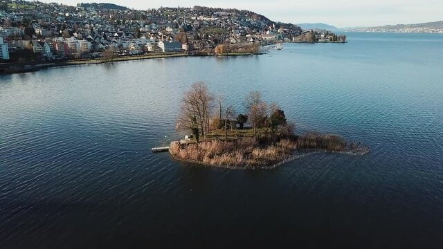 Schönste und kleinste Insel im Zürichsees, Schönenwirt, Drohne, Around, Totale