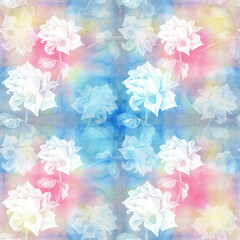 Roses. Abstract wallpaper with floral motifs.  Seamless pattern. Wallpaper. Use printed materials, signs, posters, postcards, packaging.