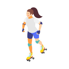 Roller Skating Isometric Composition
