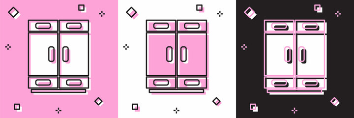 Set Wardrobe icon isolated on pink and white, black background. Vector
